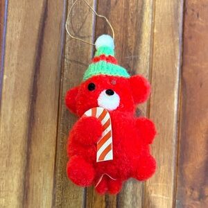 Vintage DAKIN Christmas Santa's Stocking Hat Candy Cane Plush Bear Ornament